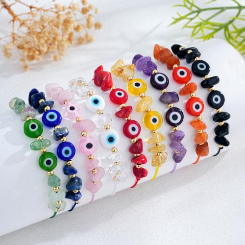 Evil Eye Lampwork Bracelets, with Zinc Alloy, gold color plated, fashion jewelry [