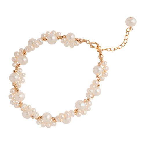 bracelet en laiton de perle d'eau douce cultivée, avec laiton, Baroque, Placage, bijoux de mode, plus de couleurs à choisir, 4-8MM cm, Vendu par brin