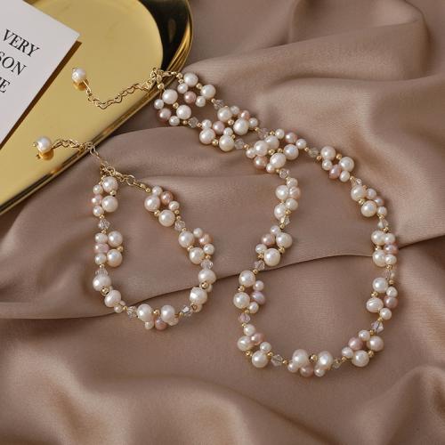 Bijoux de perle d'eau douce naturelle, perle d'eau douce cultivée, avec alliage de zinc, Irrégulière, Placage de couleur d'or, bijoux de mode, plus de couleurs à choisir, 3-6MM, Vendu par brin[