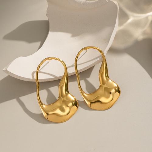 Boucle d'oreille goutte inox, Acier inoxydable 304, Placage de couleur d'or, bijoux de mode & creux, doré, Vendu par paire