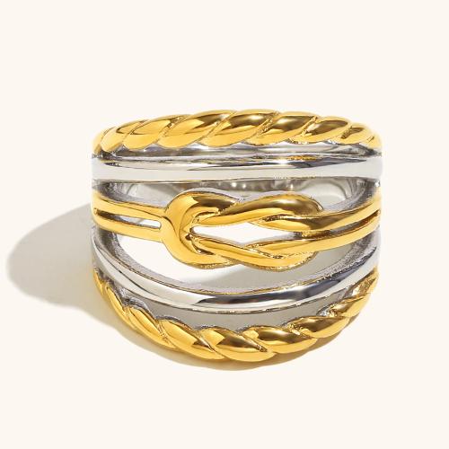 Edelstahl Fingerring, 304 Edelstahl, plattiert, mehrschichtig & verschiedene Größen vorhanden & für Frau & zweifarbig, verkauft von PC