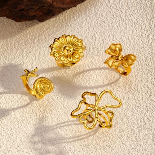 Edelstahl Fingerring, 304 Edelstahl, plattiert, Modeschmuck & verschiedene Stile für Wahl & für Frau, goldfarben, verkauft von PC