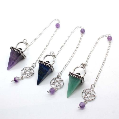 alliage de zinc Pendulum Pendant, avec pierre gemme, Placage de couleur argentée, DIY, plus de couleurs à choisir Vendu par PC