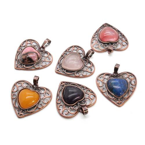 pendentif en alliage zinc à gemme , alliage de zinc, avec pierre gemme, coeur, Placage, DIY & creux, plus de couleurs à choisir Vendu par PC