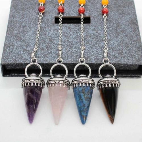 alliage de zinc Pendulum Pendant, avec pierre gemme, Placage de couleur argentée, DIY, plus de couleurs à choisir Vendu par PC