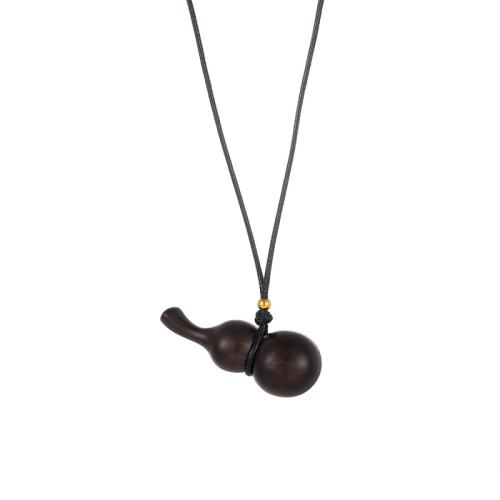 Wood Necklace, with Knot Cord & 304 Stainless Steel, Calabash, fashion jewelry & enamel cm 