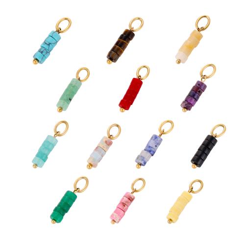 Gemstone Jewelry Pendant, 304 Stainless Steel, with Gemstone, gold color plated, DIY 