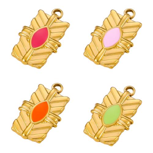 Emaille Edelstahl Anhänger, 304 Edelstahl, goldfarben plattiert, DIY, keine, verkauft von PC