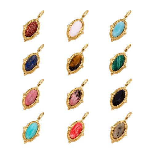 Gemstone Jewelry Pendant, 304 Stainless Steel, with Gemstone, gold color plated, DIY 