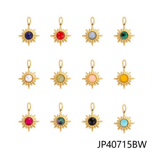 Gemstone Jewelry Pendant, 304 Stainless Steel, with Gemstone, gold color plated, DIY 