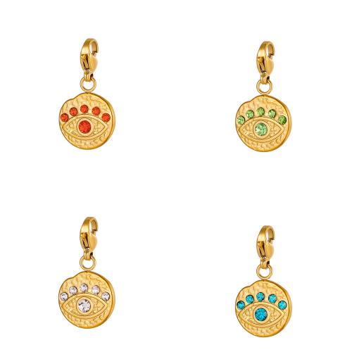 Pendentifs en acier inoxydable strass, Acier inoxydable 304, Placage de couleur d'or, DIY & avec strass, plus de couleurs à choisir, Vendu par PC