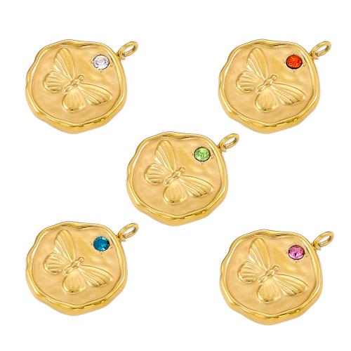 Pendentifs en acier inoxydable strass, Acier inoxydable 304, Placage de couleur d'or, DIY & avec strass, plus de couleurs à choisir, Vendu par PC