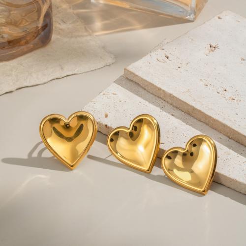 Parures de bijoux en acier inoxydable, Acier inoxydable 304, coeur, Placage de couleur d'or, bijoux de mode, doré, Vendu par PC