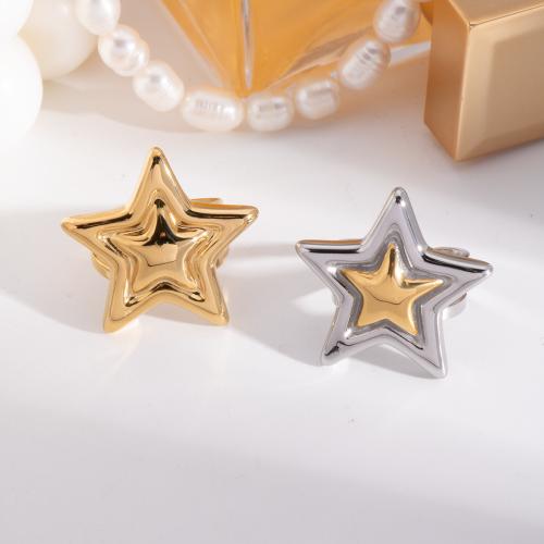 Bague en acier inoxydable, Acier inoxydable 304, étoile, Placage de couleur d'or, bijoux de mode, plus de couleurs à choisir, Vendu par PC