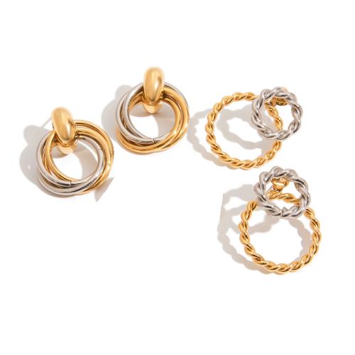 Boucle en acier inoxydable, Acier inoxydable 304, Placage, styles différents pour le choix & pour femme & deux tons & creux, Vendu par paire