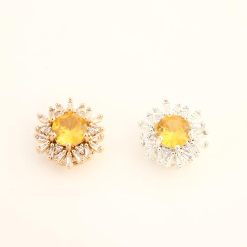 Cubic Zirconia Micro Pave Brass Beads, Flower, DIY & micro pave cubic zirconia [