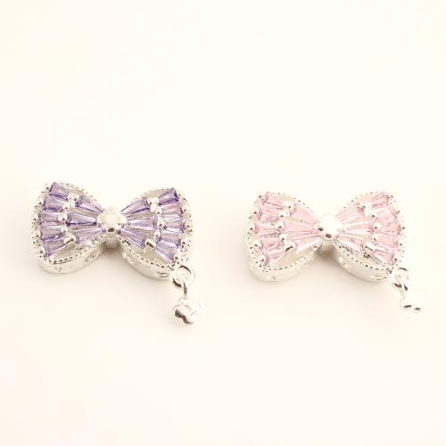Cubique Pendentif en laiton zircon pavent, Noeud papillon, Placage de couleur argentée, DIY & pavé de micro zircon, plus de couleurs à choisir Vendu par PC