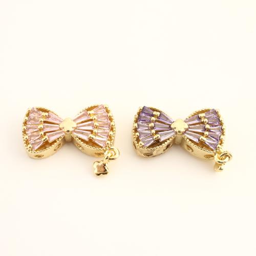 Cubique Pendentif en laiton zircon pavent, Noeud papillon, Placage de couleur d'or, DIY & pavé de micro zircon, plus de couleurs à choisir Vendu par PC