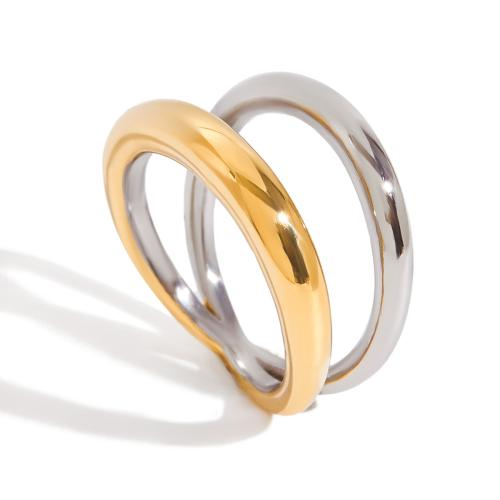 Bague en acier inoxydable, Acier inoxydable 304, Placage, pour femme & deux tons & creux, Vendu par PC