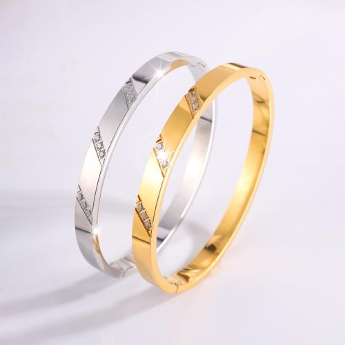 Bracelet en acier inoxydable, Acier inoxydable 304, Placage, bijoux de mode & pour femme & avec strass, plus de couleurs à choisir, Vendu par PC