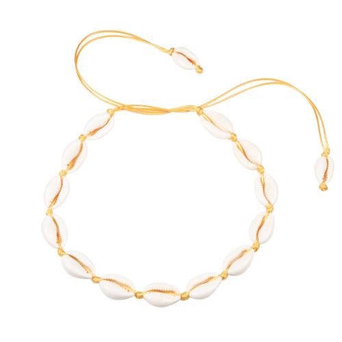 Shell Necklace, with Wax Cord, Bohemian style & for woman Approx 19.5-31.5 Inch 