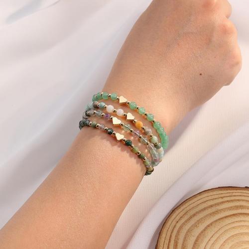 Edelstein Armbänder, Naturstein, mit Amazonit & Kristall, goldfarben plattiert, Modeschmuck, keine, verkauft von PC