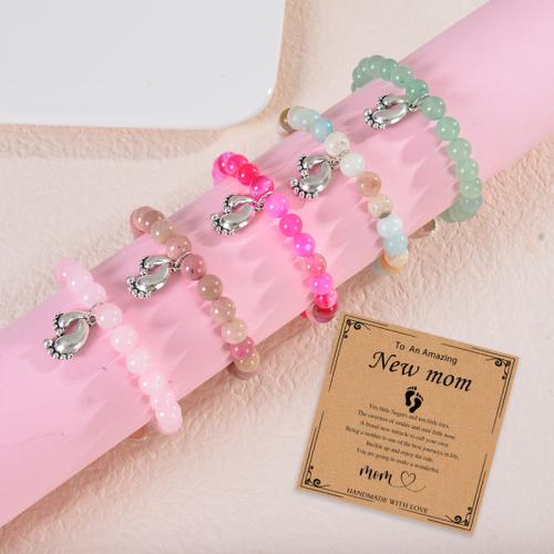 Edelstein Armbänder, 304 Edelstahl, mit Naturstein & Achat, goldfarben plattiert, Modeschmuck, keine, verkauft von Strang