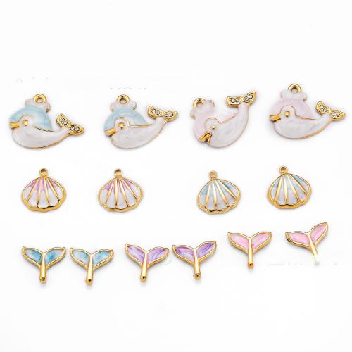 Emaille Edelstahl Anhänger, 304 Edelstahl, goldfarben plattiert, DIY & mit Strass, keine, 5PCs/Tasche, verkauft von Tasche