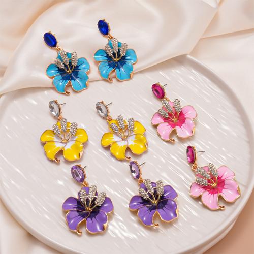 Zink Legierung Strass Tropfen Ohrring, Zinklegierung, goldfarben plattiert, Modeschmuck & Emaille & mit Strass, keine, verkauft von Paar