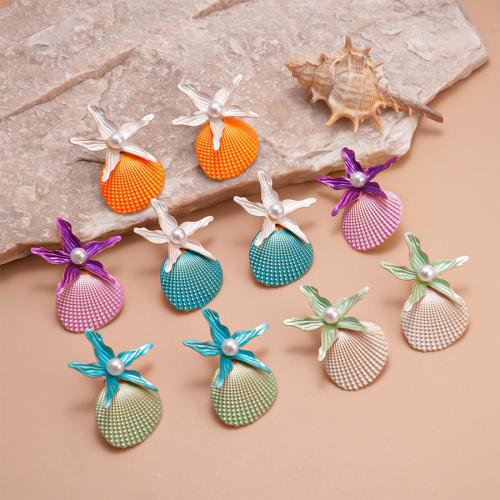 Kunststoff Perle Zink Legierung Ohrring, Zinklegierung, mit Kunststoff Perlen, goldfarben plattiert, Modeschmuck, keine, verkauft von Paar