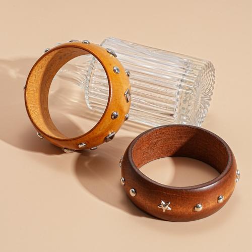 bois bracelet ordinaire, avec laiton, Placage de couleur d'or, bijoux de mode, plus de couleurs à choisir, Vendu par PC