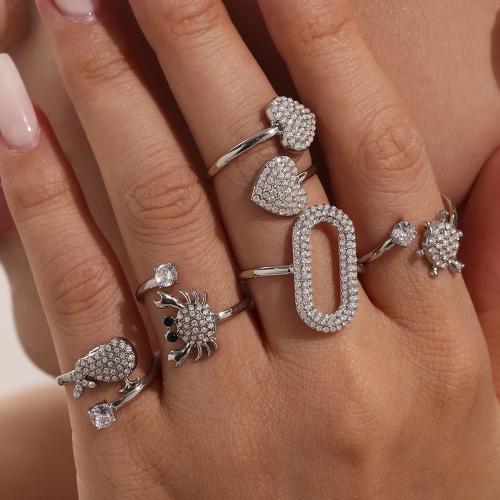 Bague en acier inoxydable Incrusté de zircon, Acier inoxydable 304, Placage de couleur d'or, bijoux de mode & pavé de micro zircon, plus de couleurs à choisir, Vendu par PC