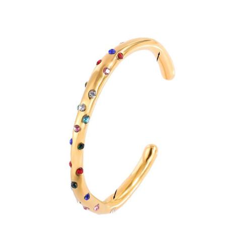 Bracelet en acier inoxydable, Acier inoxydable 304, Placage, bijoux de mode & pour femme & avec strass, doré, Vendu par PC[
