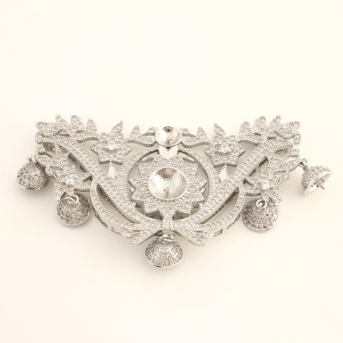 blanc de pendentif en laiton , DIY & pavé de micro zircon & creux, argent Vendu par PC[