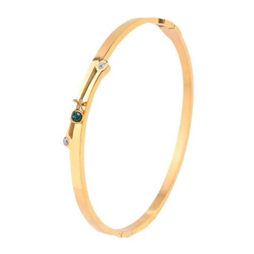 Bracelet en acier inoxydable, Acier inoxydable 304, bijoux de mode & pour femme & avec strass, doré, Vendu par PC