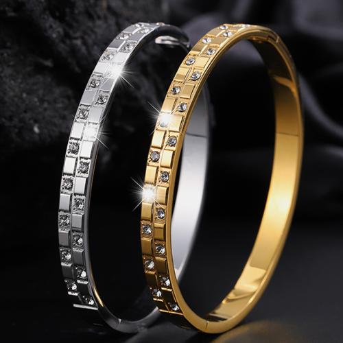 Bracelet en acier inoxydable, Acier inoxydable 304, bijoux de mode & pour femme & avec strass, plus de couleurs à choisir, Vendu par PC