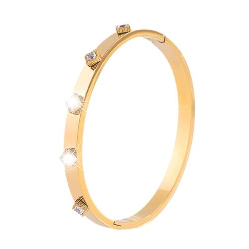 Bracelet en acier inoxydable, Acier inoxydable 304, Placage ionique sous vide, bijoux de mode & pour femme & avec strass, doré, Vendu par PC