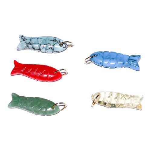 Gemstone Jewelry Pendant, Fish, plated, DIY 