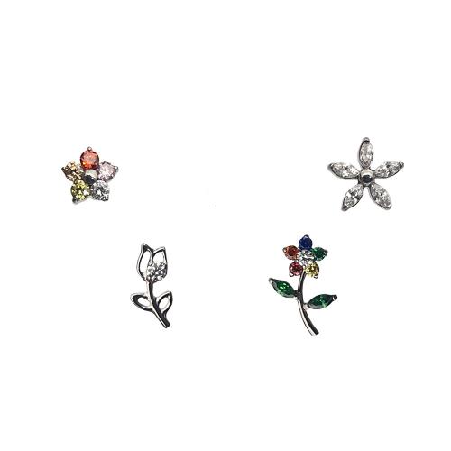 Titanium Alloy Piercing Earring Findings, plated, DIY & micro pave cubic zirconia, 0.9mm [