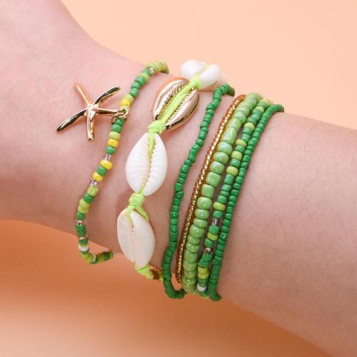 Zinklegierung Armband-Set, mit Muschel & Glas-Rocailles, handgemacht, Ozean -Design & für Frau, keine, verkauft von setzen