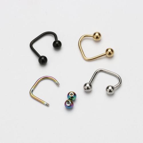 304 Stainless Steel Lip Piercing Stud, Letter U, Vacuum Ion Plating, Unisex [
