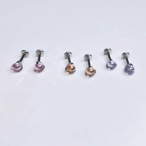 Titanium Steel Lip Piercing Stud, Unisex & with cubic zirconia [