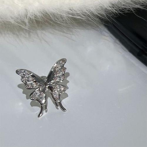 alliage de zinc piercing oreille, papillon, Placage, unisexe & pavé de micro zircon, 8mm, Vendu par PC