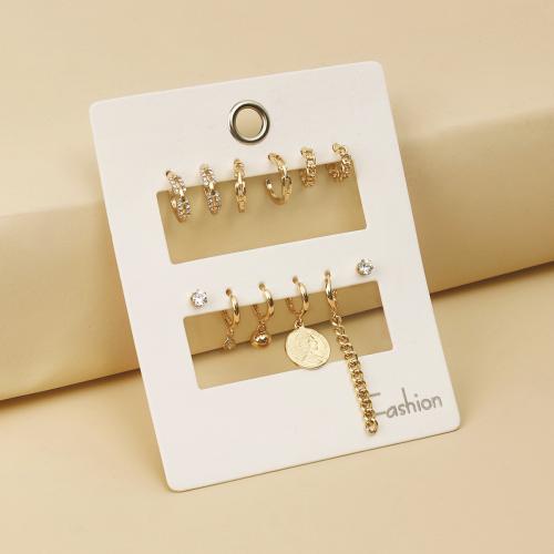 Zinklegierung Ohrring-Set, mit Kunststoff Perlen, plattiert, verschiedene Stile für Wahl & für Frau & mit Strass, earring length 4-50mm, verkauft von setzen