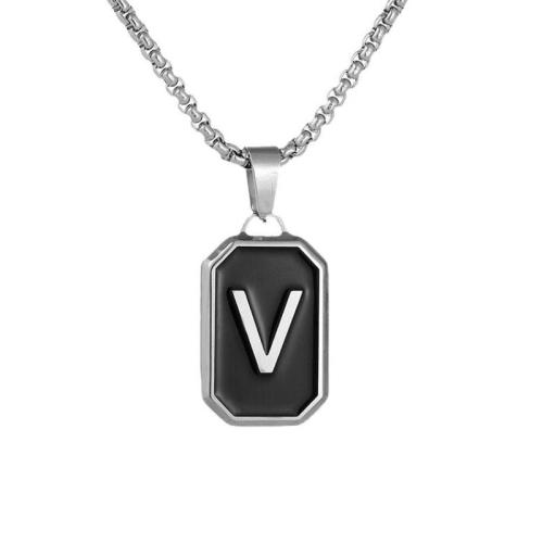 Titanium Steel Necklace, Geometrical Pattern, Unisex & enamel, original color Approx 24 Inch 