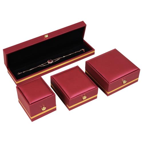 Plastic Gift Box, with PU Leather & Velveteen, portable & dustproof [