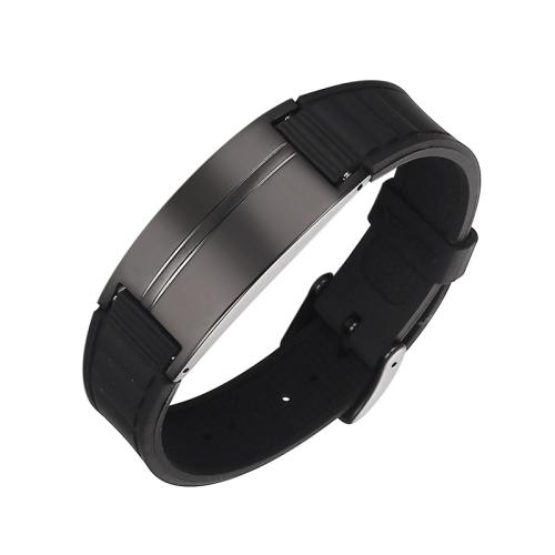 316L Stainless Steel Bracelet, with Silicone, plated, fashion jewelry & Unisex Approx 9.8 Inch 