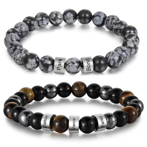 Edelstein Armbänder, 304 Edelstahl, mit Naturstein & Tigerauge, goldfarben plattiert, Modeschmuck, keine, verkauft von Strang