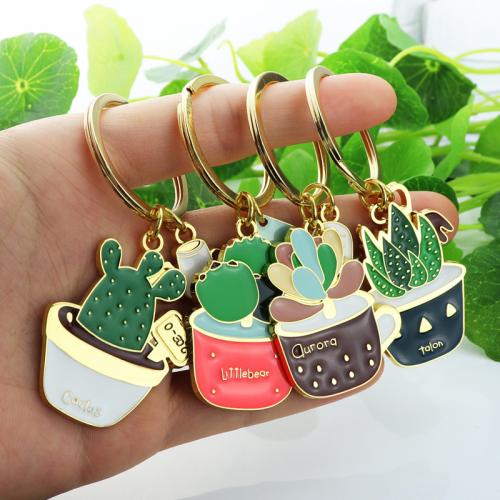Enamel Zinc Alloy Key Chain, gold color plated, fashion jewelry [