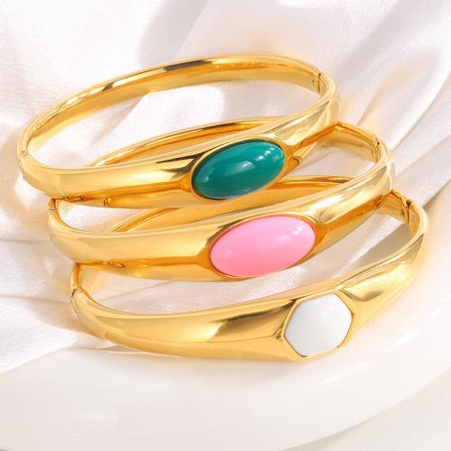 Bracelet en acier inoxydable, Acier inoxydable 304, Plaqué d'or 18K, styles différents pour le choix & pour femme & émail, plus de couleurs à choisir, Vendu par PC